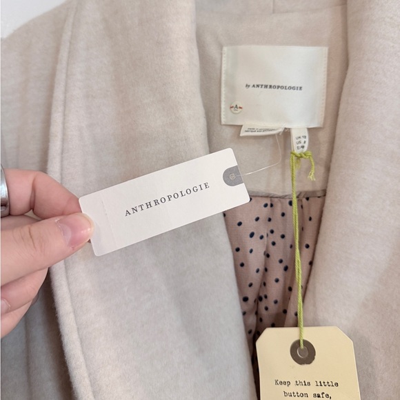 *NWT* Anthropologie Evaline Textured Cream/Tan Knee-Length Coat - Women’s 8 - Picture 8 of 9
